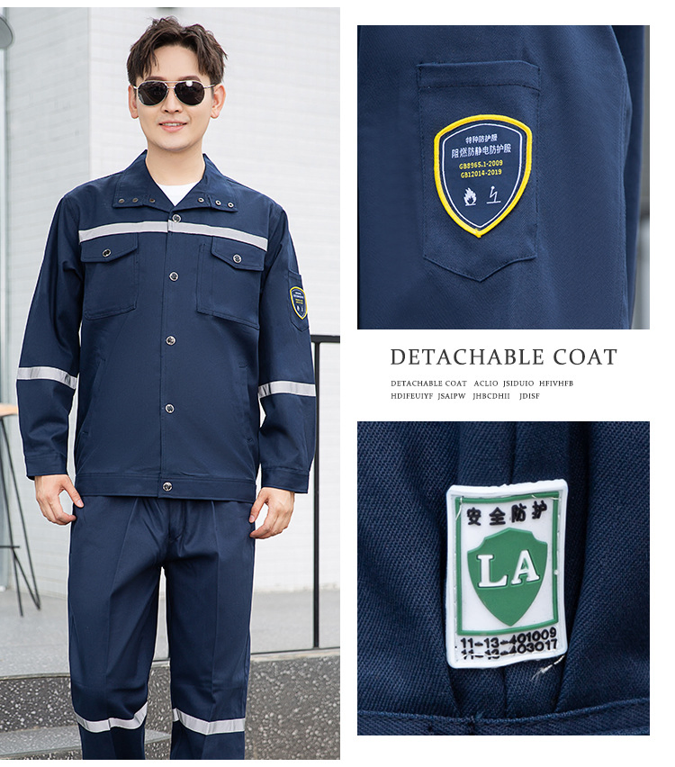 Ropa de trabajo antiestática y pirorretardante con logotipo de algodón puro, resistente al calor y ropa de protección para trabajadores de soldadura