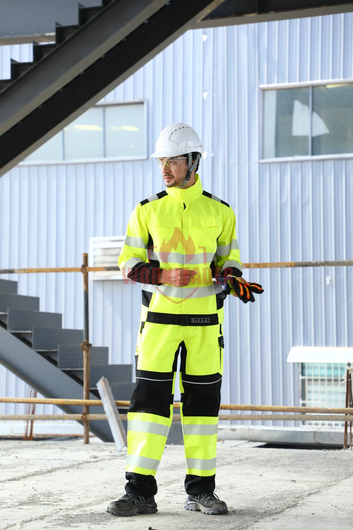 Chaqueta de seguridad industrial de alta visibilidad CE Certificada En ISO 20471 resistente a las llamas, antiestática y contra arcos eléctricos