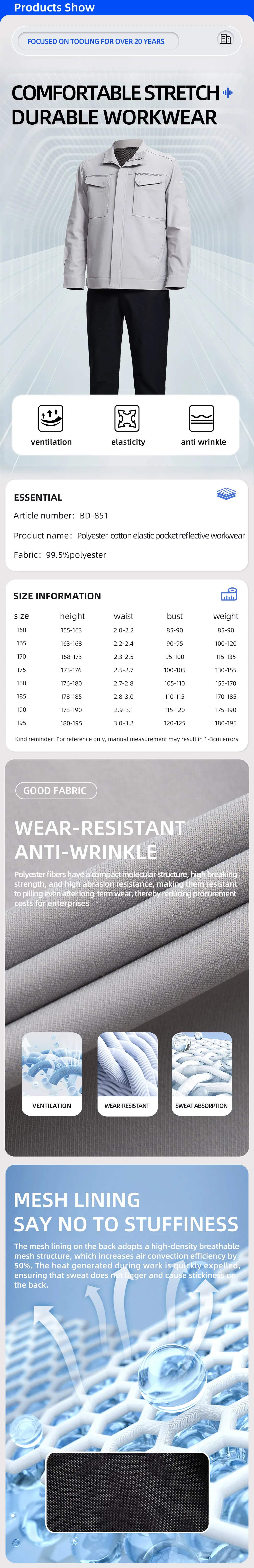 Uniformes de trabajo protectores de seguridad con tela elástica, ropa industrial resistente al desgaste, chaqueta y pantalones de trabajo, ropa de trabajo personalizada