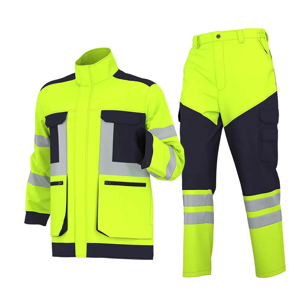 Uniformes de trabajo de alta visibilidad para invierno, chaquetas y pantalones impermeables de trabajo con reflectantes, ropa de trabajo exterior