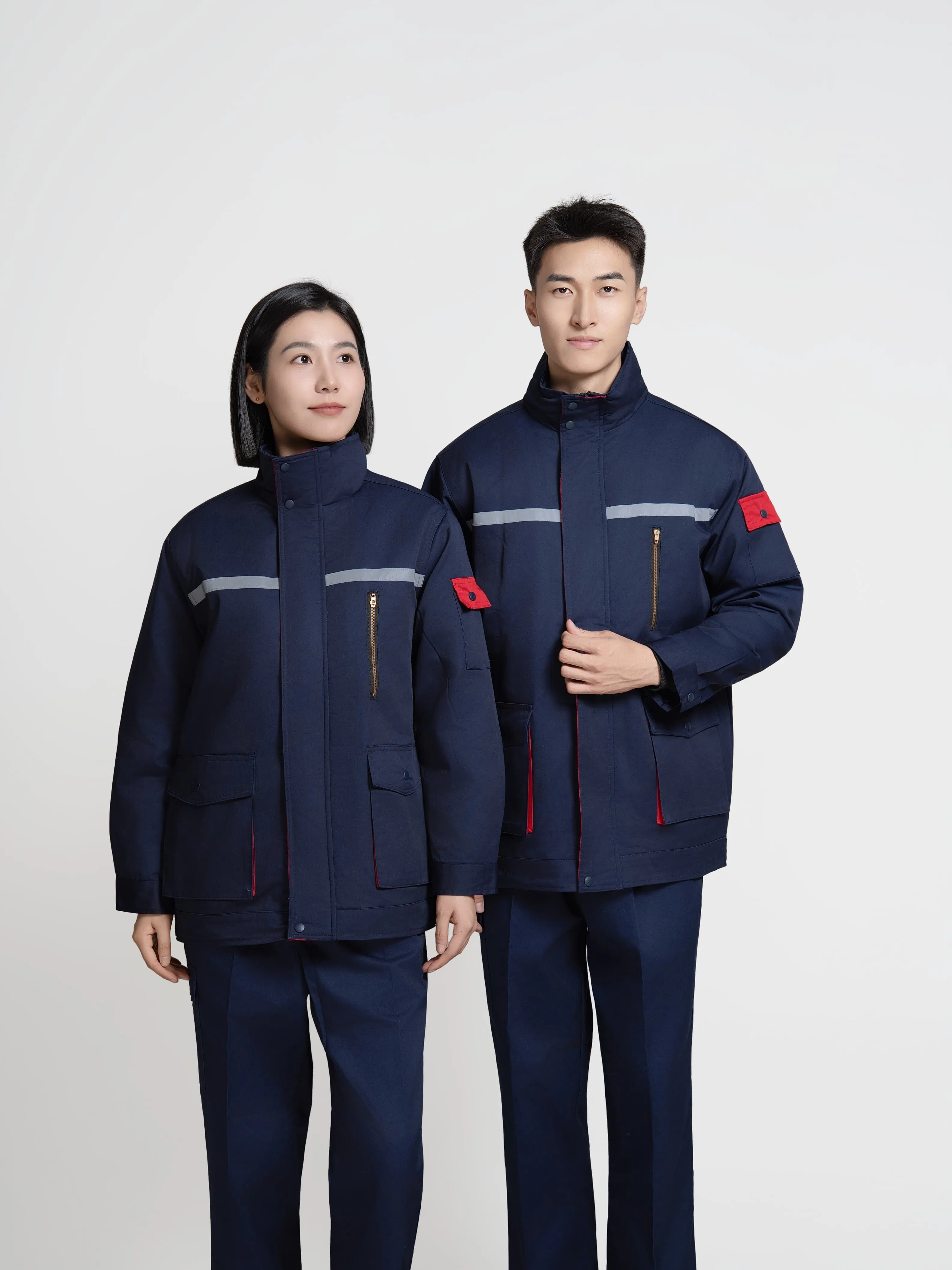 Chaqueta de trabajo protectora unisex para invierno con forro interior desmontable, ropa de seguridad para fábrica y taller