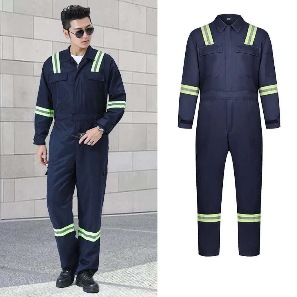 Ropa de trabajo protectora de buena calidad, mono de seguridad azul marino
