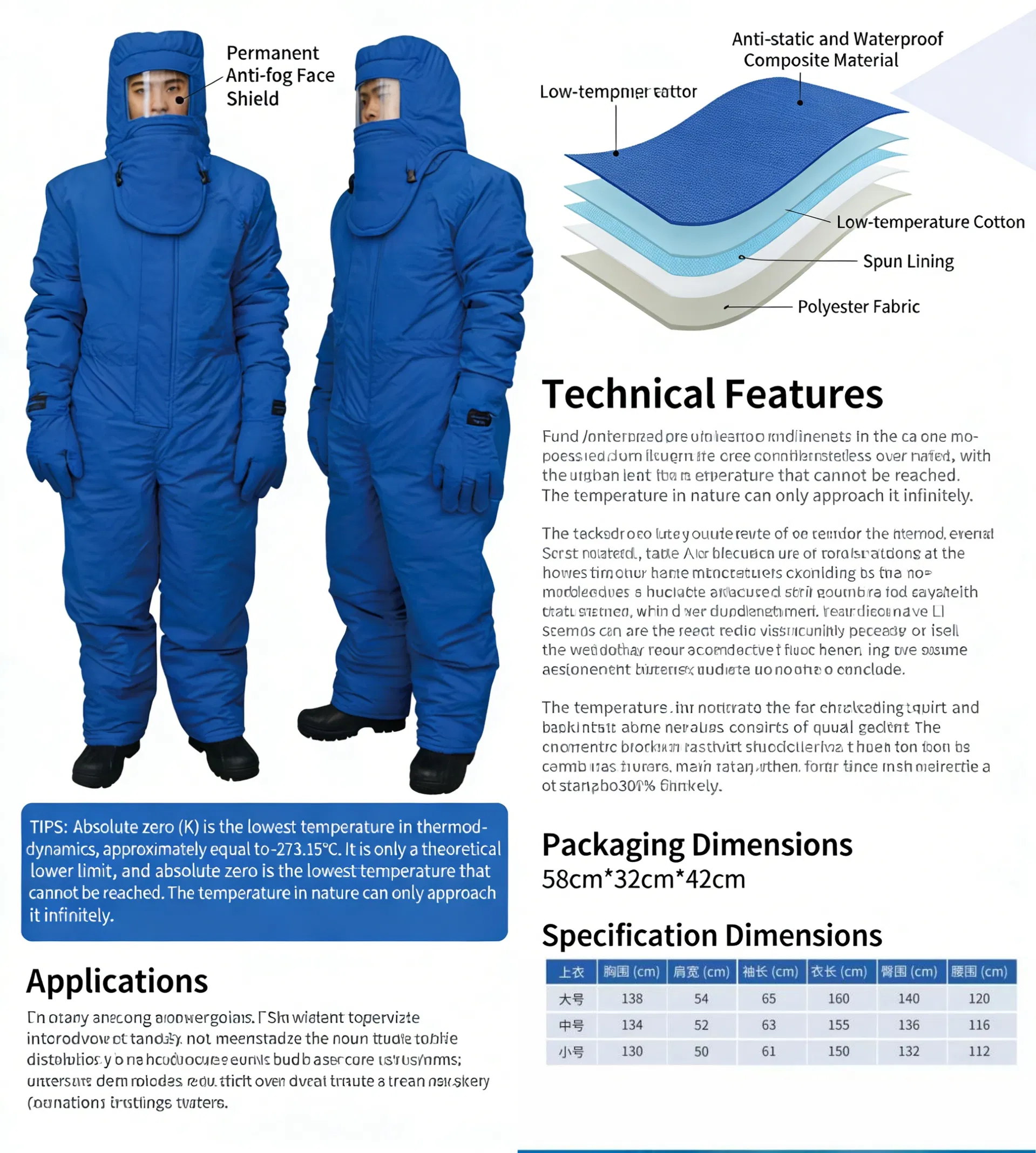 Traje de Protección de Nitrógeno Líquido, Protección Corporal Completa, Traje Criogénico para Uso en Laboratorio e Industrial, Ropa Protectora Ln2