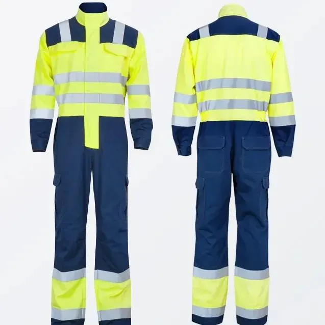 65%Cotton 34%Polyester 1%Antistatic Ropa de trabajo a prueba de fuego y calor con advertencia visible de peligro de arco eléctrico
