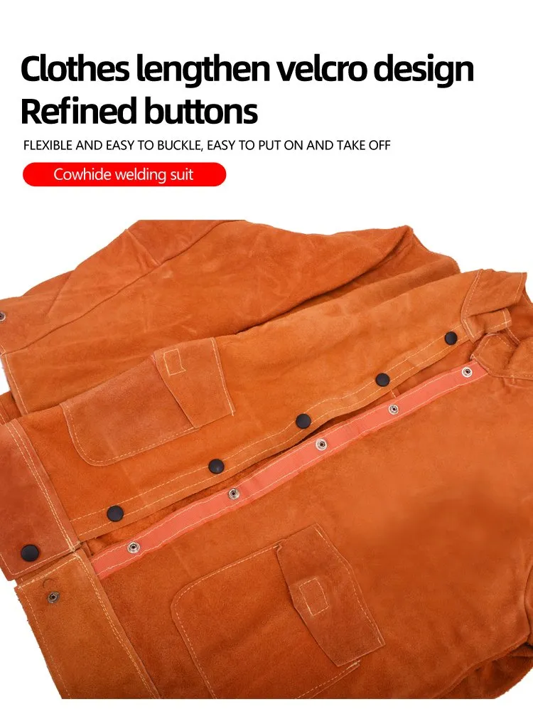 Ropa protectora de soldadura de cuero de vaca suave y cómoda
