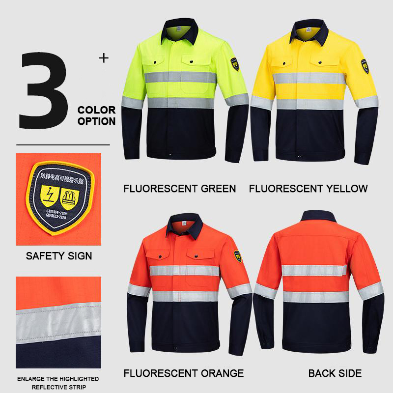 Ropa de Trabajo Protectora Uniforme Industrial 65/35 Poliéster Algodón Reflectante Antiestático Ropa de Seguridad para Fábrica