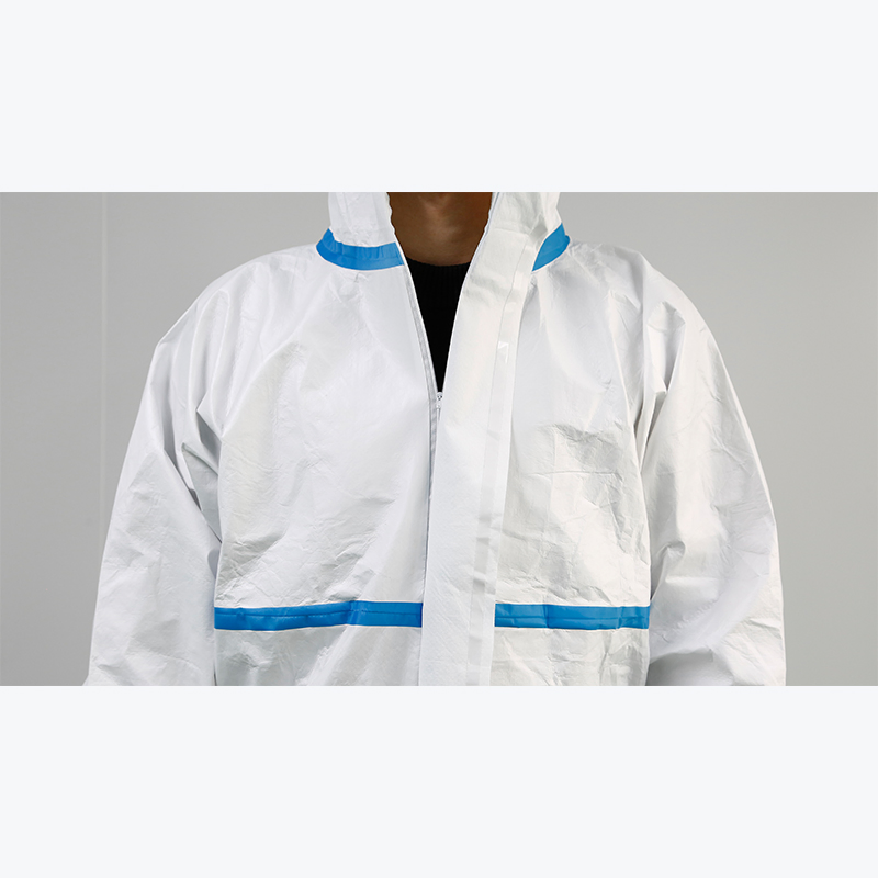 FDA En13485/En14126 Ropa protectora desechable química estéril con capucha impermeable blanca y certificación CE