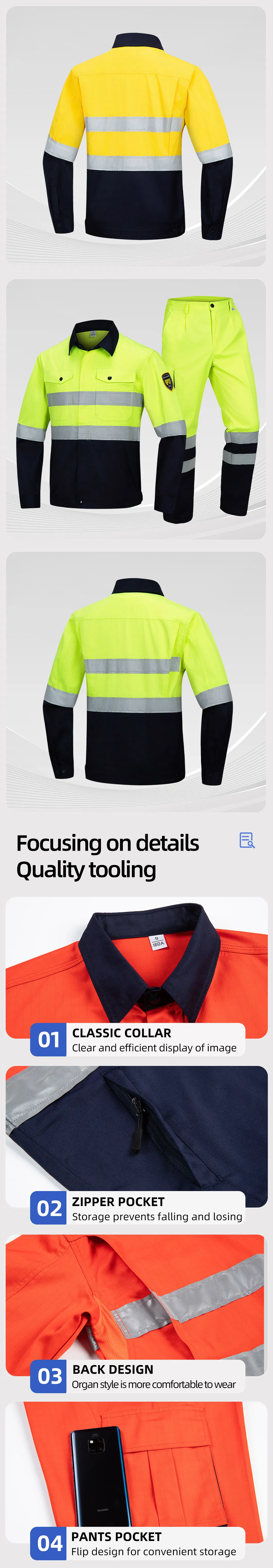 Uniformes de trabajo de alta visibilidad para construcción de carreteras, overoles de trabajo Hi Vis, ropa de trabajo antiestática