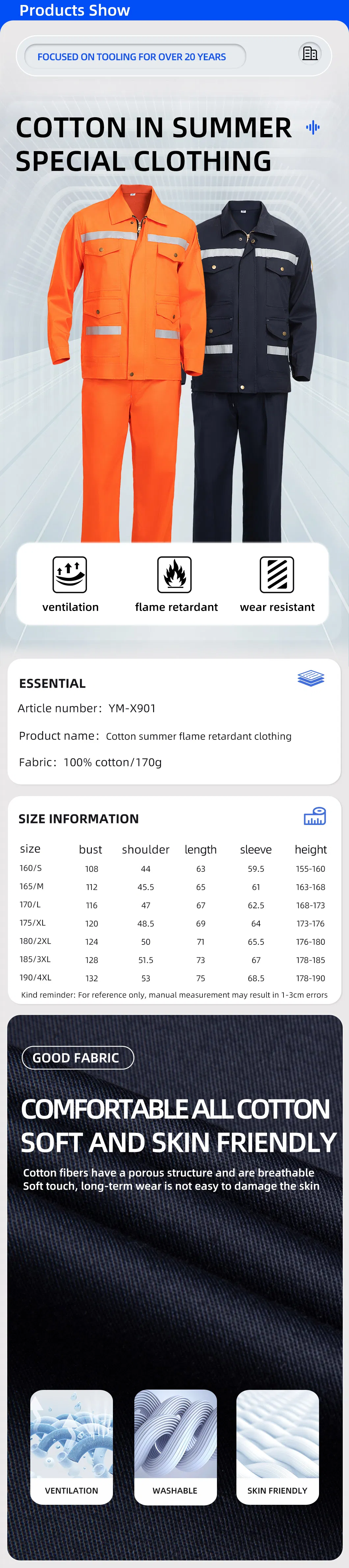 Conjunto de ropa de trabajo resistente al fuego de algodón de verano con tiras reflectantes de alta visibilidad Ropa de trabajo personalizada