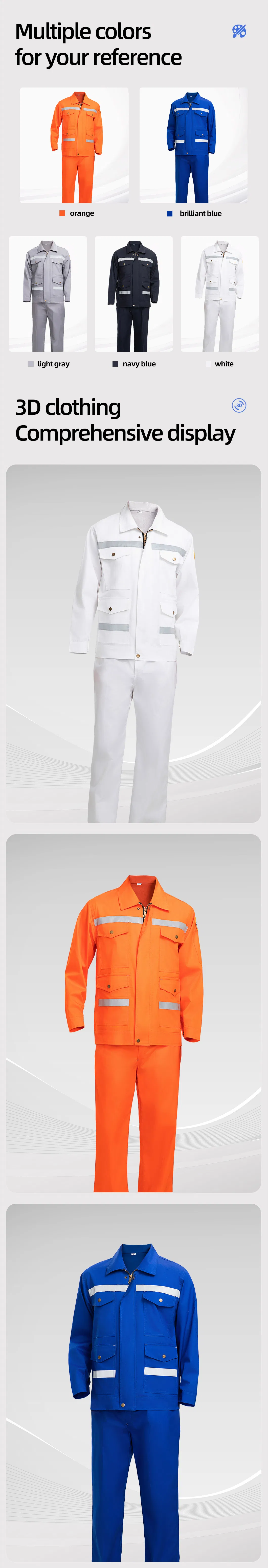 Conjunto de ropa de trabajo resistente al fuego de algodón de verano con tiras reflectantes de alta visibilidad Ropa de trabajo personalizada