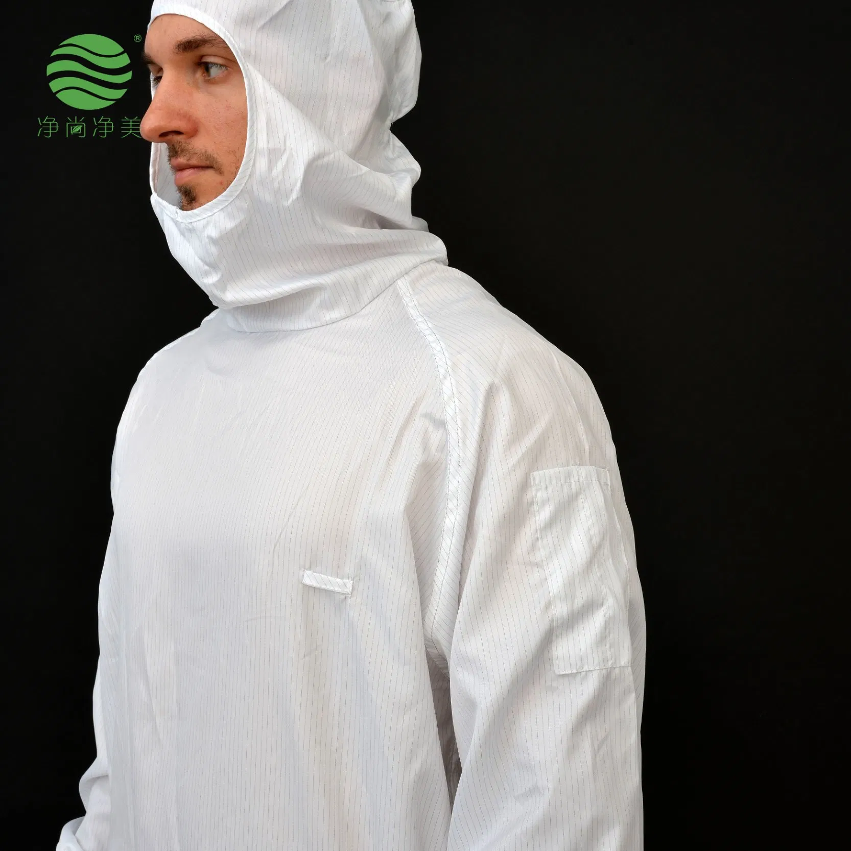 Ropa de sala limpia ESD para la fabricación de semiconductores y chips con diseño de cremallera con fuelle