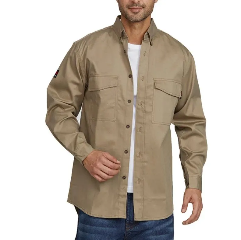 Camisas de trabajo a prueba de fuego personalizadas para hombres 100% Camisas de manga larga de algodón en tallas grandes, ropa de soldadura retardante de llama