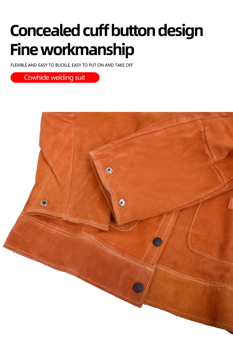 Ropa protectora de soldadura de cuero de vaca suave y cómoda