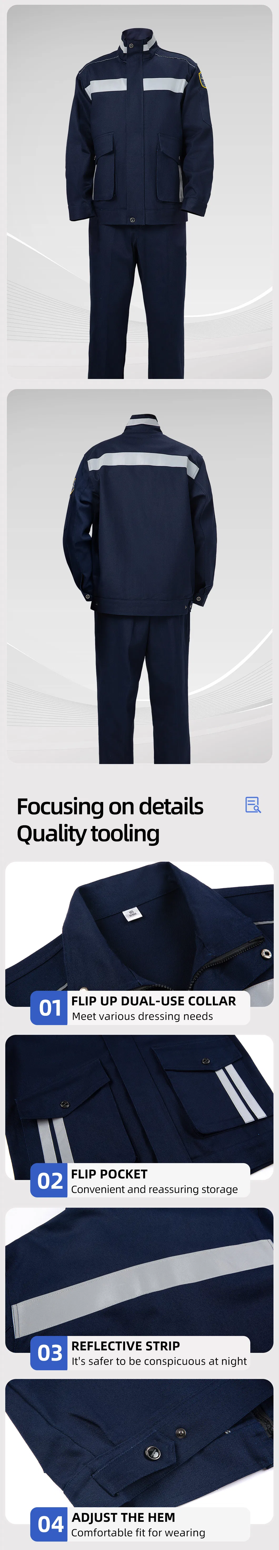 Ropa de trabajo duradera y retardante de llama, vestimenta de seguridad protectora para soldadura, minería, ropa a prueba de fuego, uniformes
