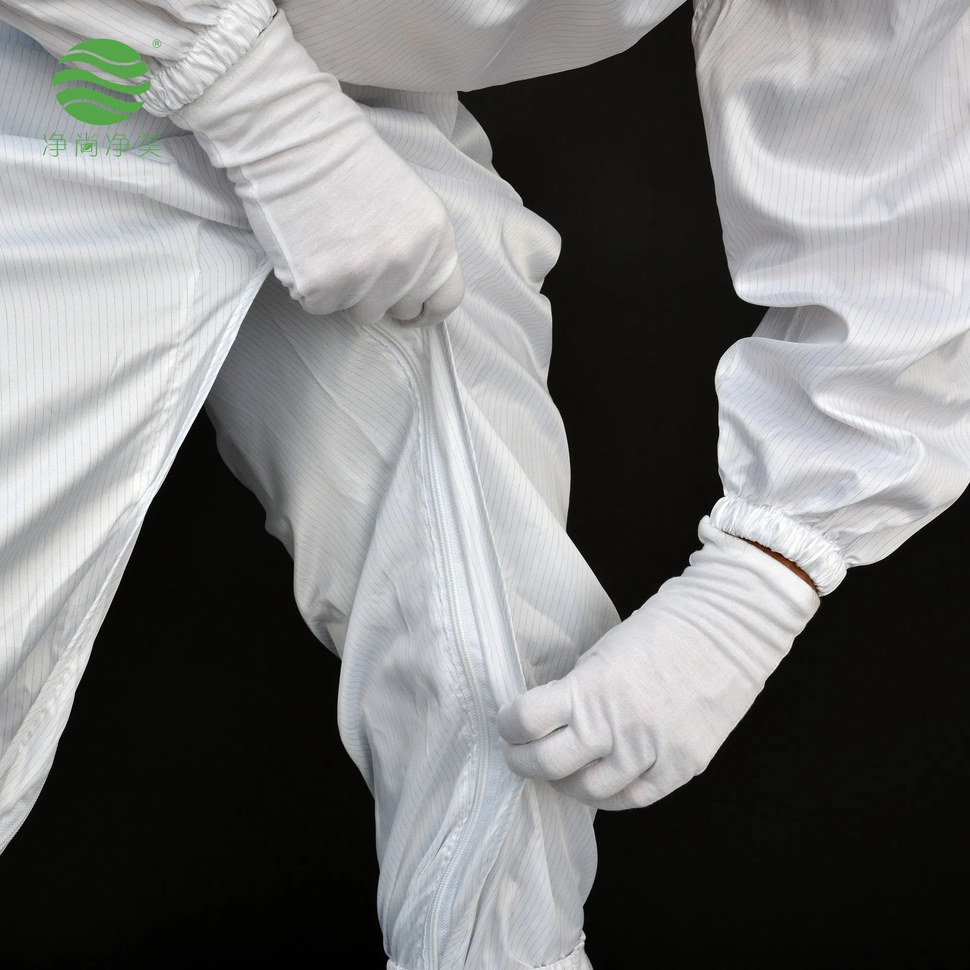 Ropa de sala limpia ESD para la fabricación de semiconductores y chips con diseño de cremallera con fuelle