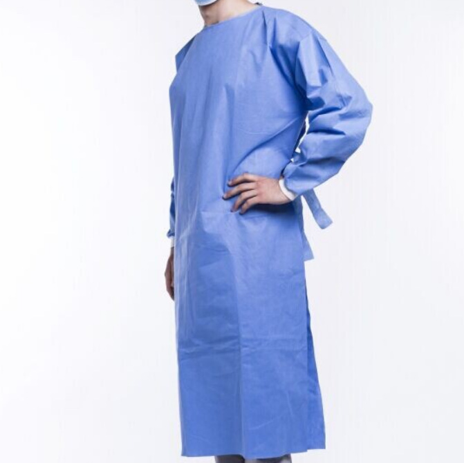 Ropa de aislamiento desechable no tejida en ropa de seguridad, impermeable, cubierta de PP PE SMS, bata quirúrgica protectora