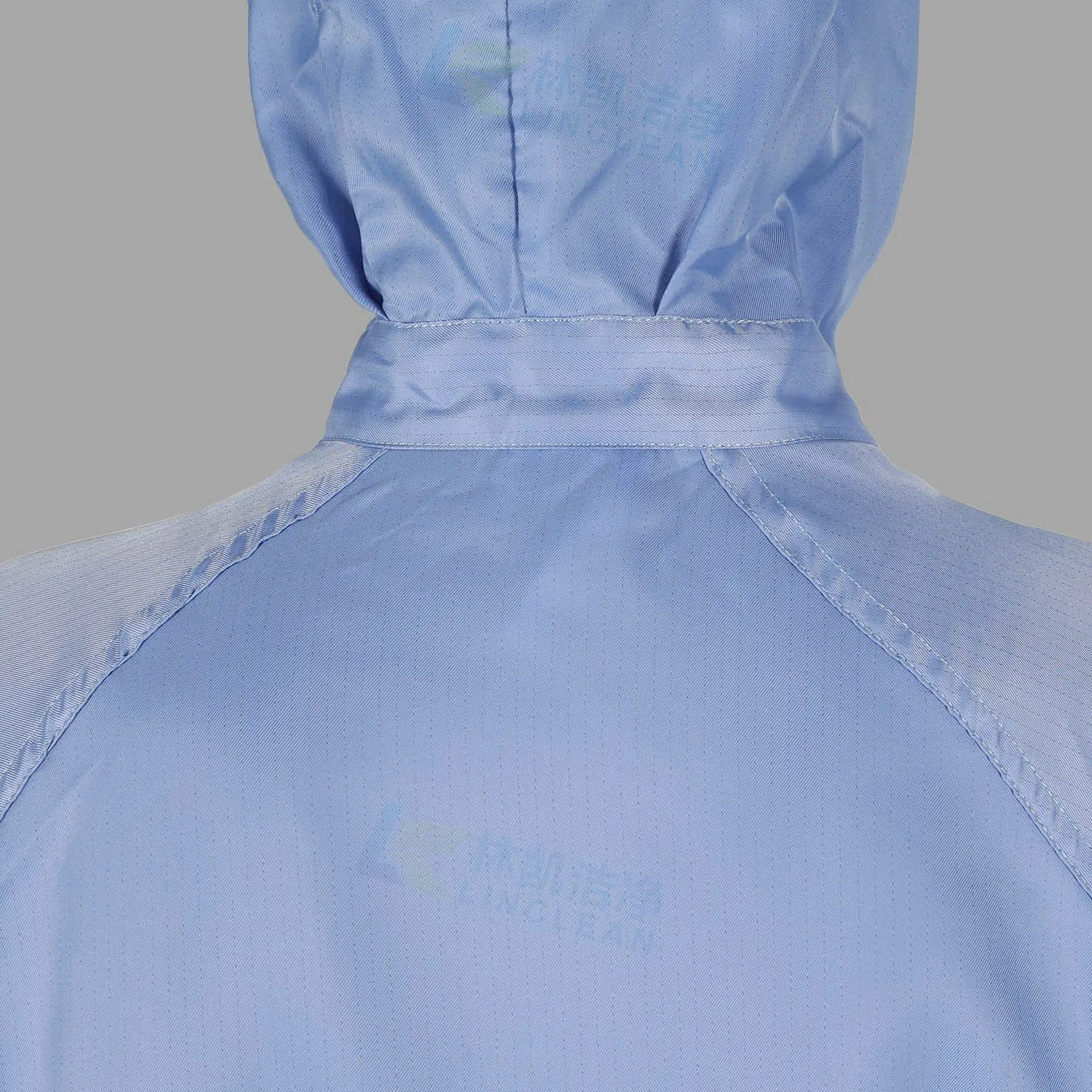 Ropa de trabajo limpia a prueba de polvo azul con cremallera frontal ESD para fábrica farmacéutica