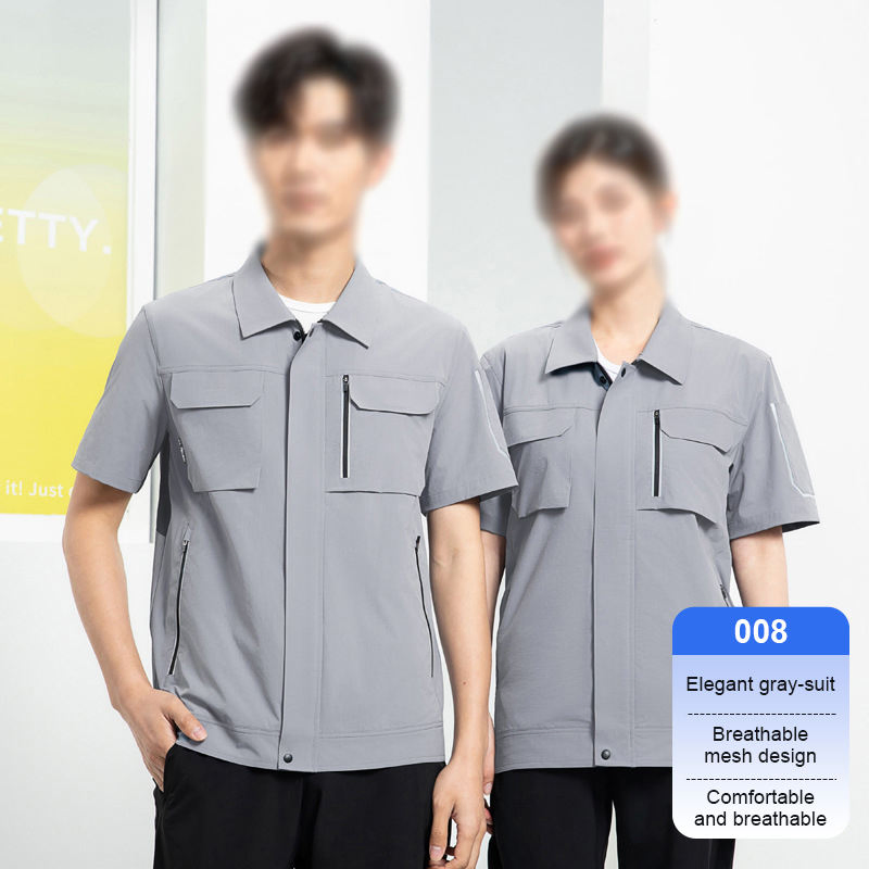 Camisa de trabajo de manga corta para hombres, de secado rápido, resistente al aceite, con múltiples bolsillos, ideal para la construcción y el trabajo en el suelo de la fábrica