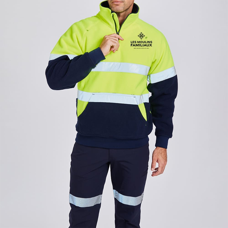 Camisa polo de manga larga con bloques de color reflectante para advertencia nocturna, construcción, ropa de trabajo protectora de saneamiento, se puede imprimir logo o bordado