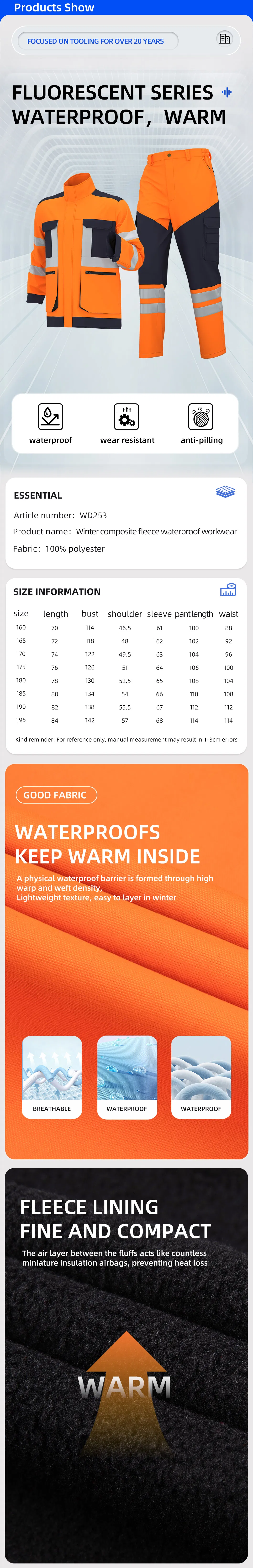 Uniformes de trabajo de alta visibilidad para invierno, chaquetas y pantalones impermeables de trabajo con reflectantes, ropa de trabajo exterior