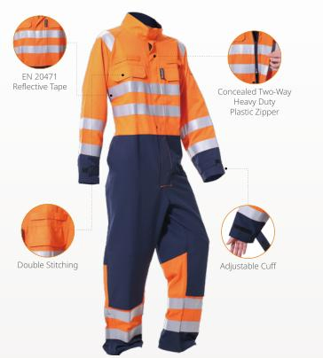 Ropa protectora de algodón y poliéster resistente al fuego en 260g