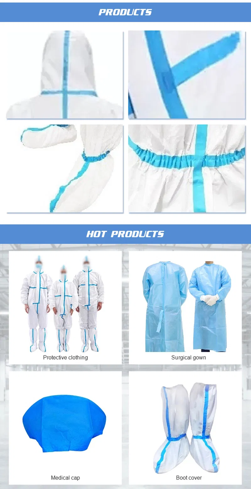 Fabricación profesional de ropa protectora desechable para el aislamiento de virus en hospitales