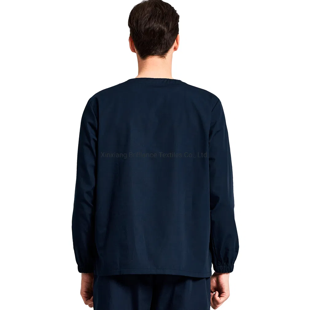 Conjuntos de scrubs unisex negros y azules de manga larga