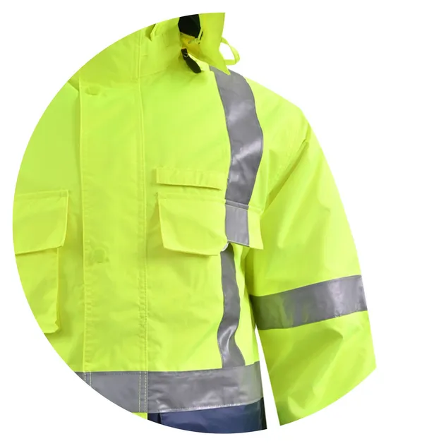 Chaqueta de seguridad exterior impermeable, cortaviento y reflectante de alta visibilidad para personal de seguridad