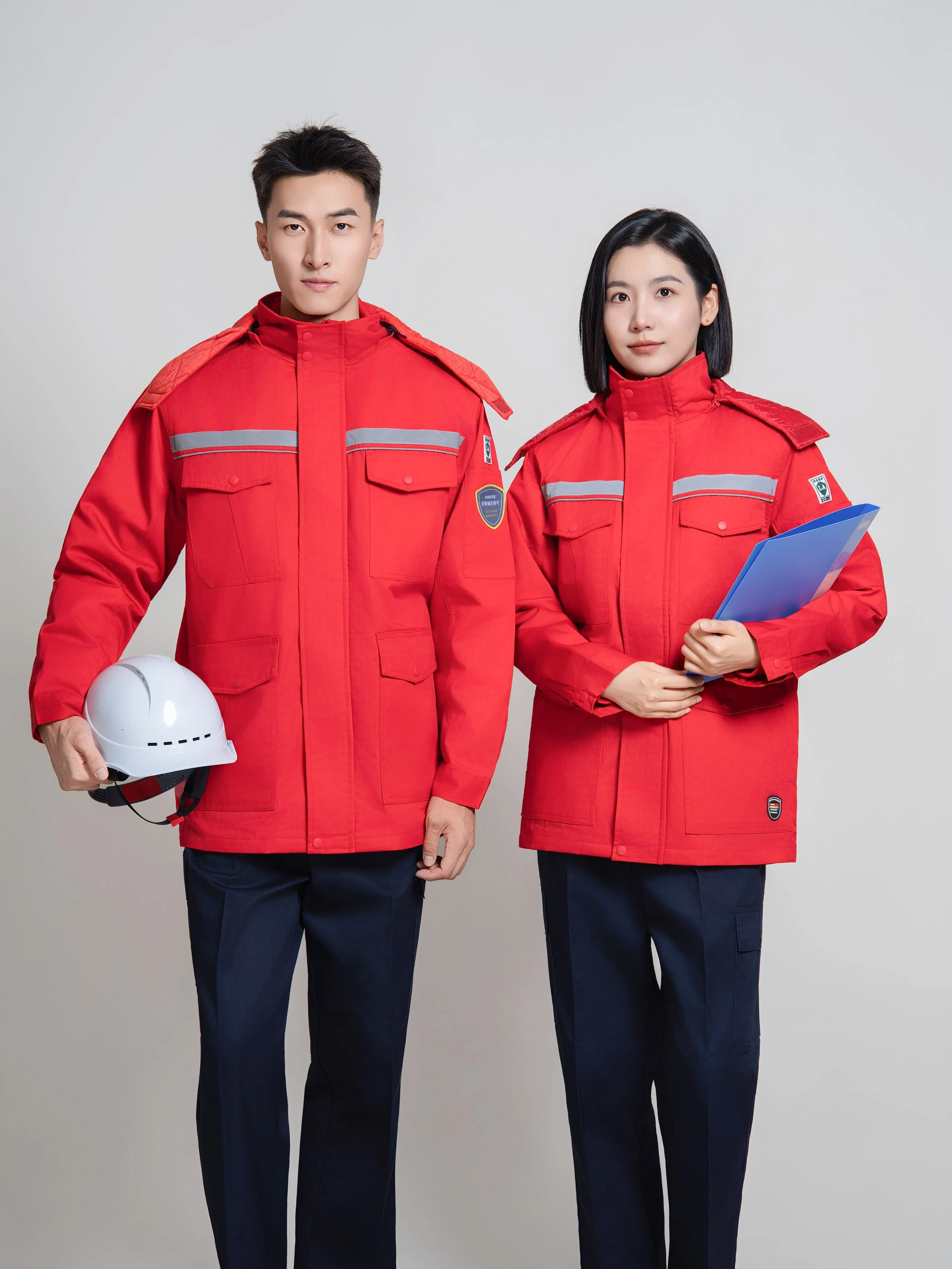 Chaqueta de trabajo protectora unisex para invierno con forro interior desmontable, ropa de seguridad para fábrica y taller