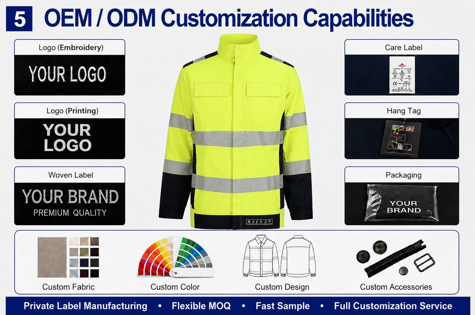 Chaqueta de seguridad industrial de alta visibilidad