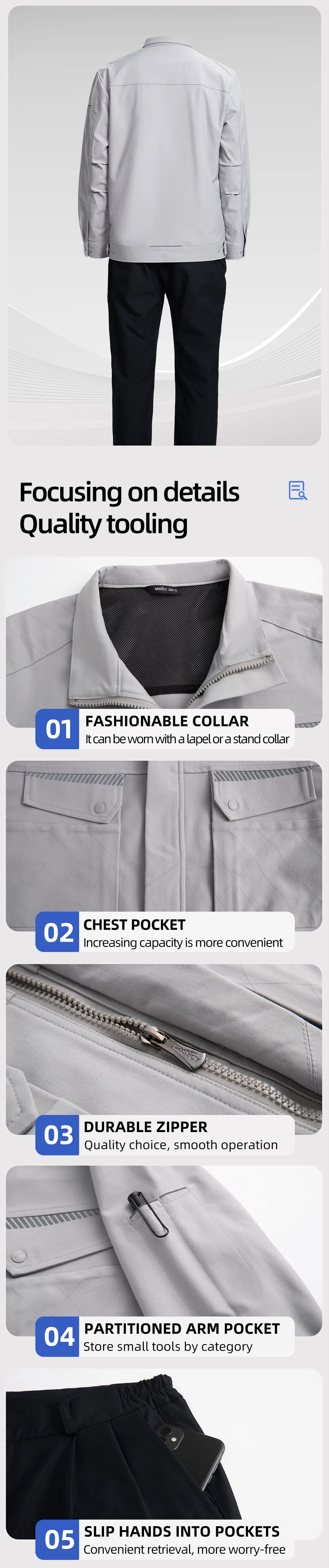 Uniformes de trabajo protectores de seguridad con tela elástica, ropa industrial resistente al desgaste, chaqueta y pantalones de trabajo, ropa de trabajo personalizada