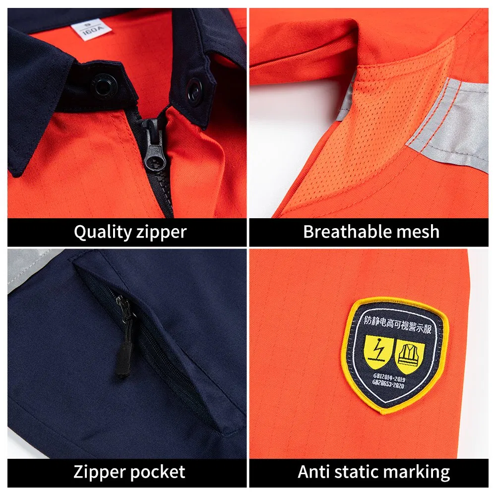 Uniformes de trabajo de alta visibilidad para construcción de carreteras, overoles de trabajo Hi Vis, ropa de trabajo antiestática