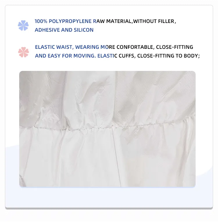 Bata de laboratorio desechable de tela no tejida 60g ropa de trabajo mono vestido de aislamiento ropa protectora
