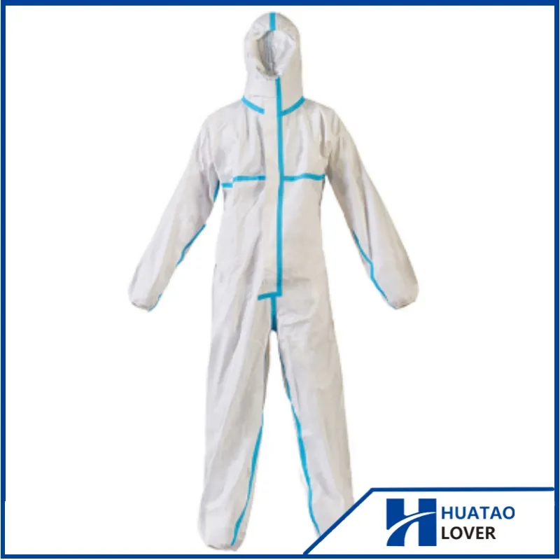 Ropa protectora desechable con capucha y tira de sellado