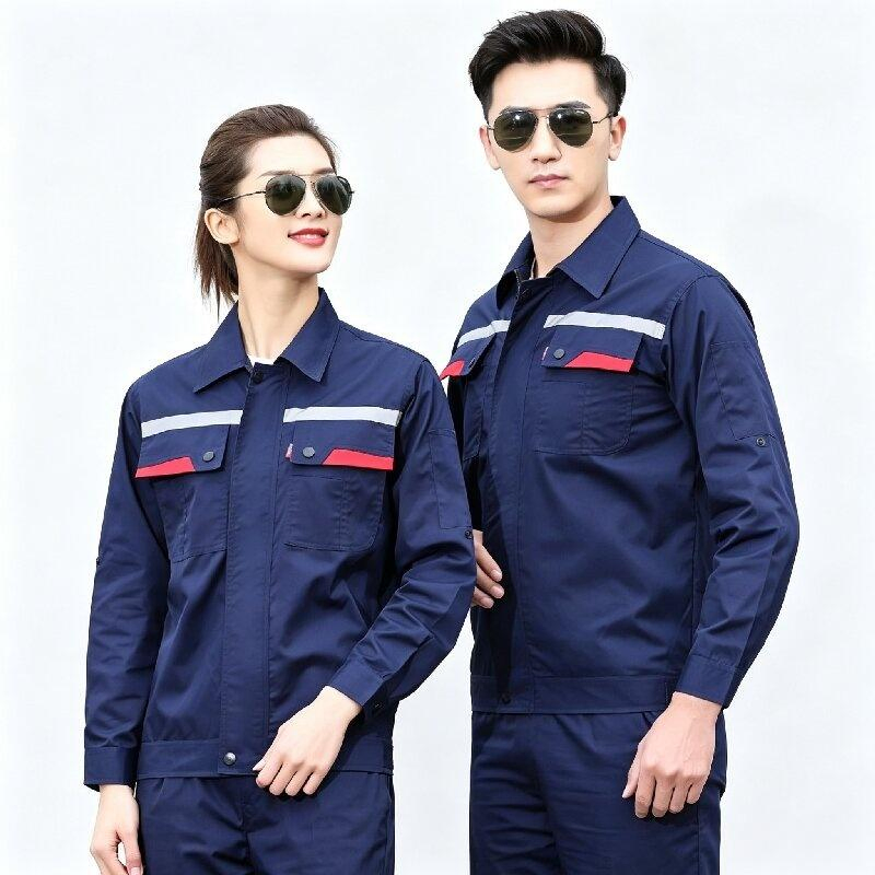 Ropa de trabajo de verano antiestática de manga larga para hombres, resistente al aceite y a la petroquímica, con tiras reflectantes y bordado personalizado, ropa de protección laboral