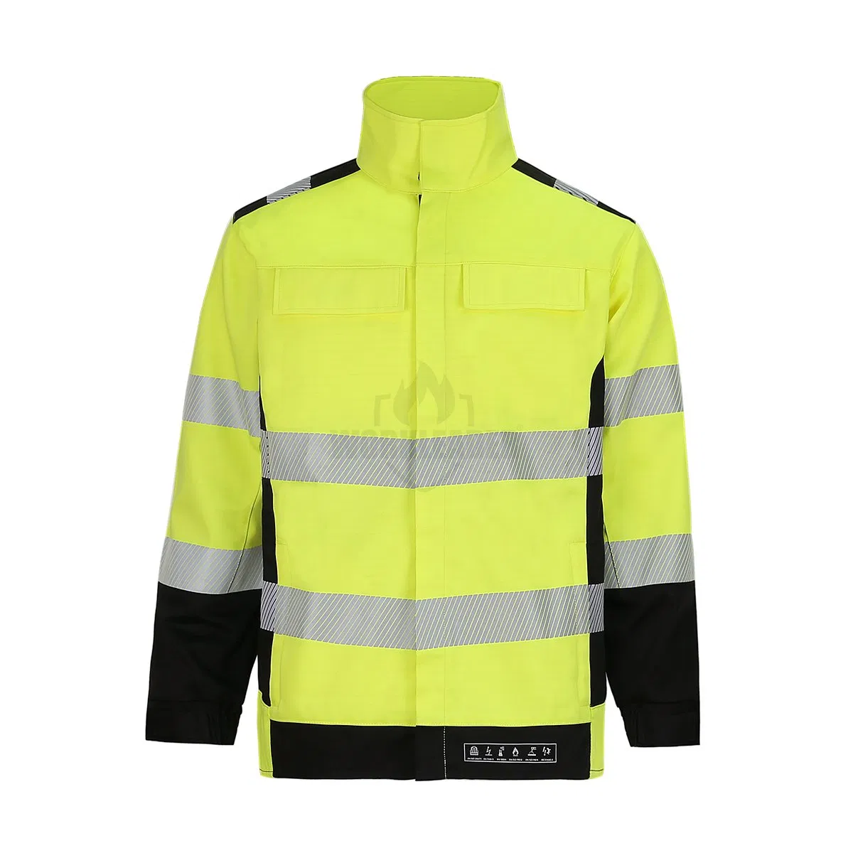 Chaqueta de seguridad industrial de alta visibilidad CE Certificada En ISO 20471 resistente a las llamas, antiestática y contra arcos eléctricos