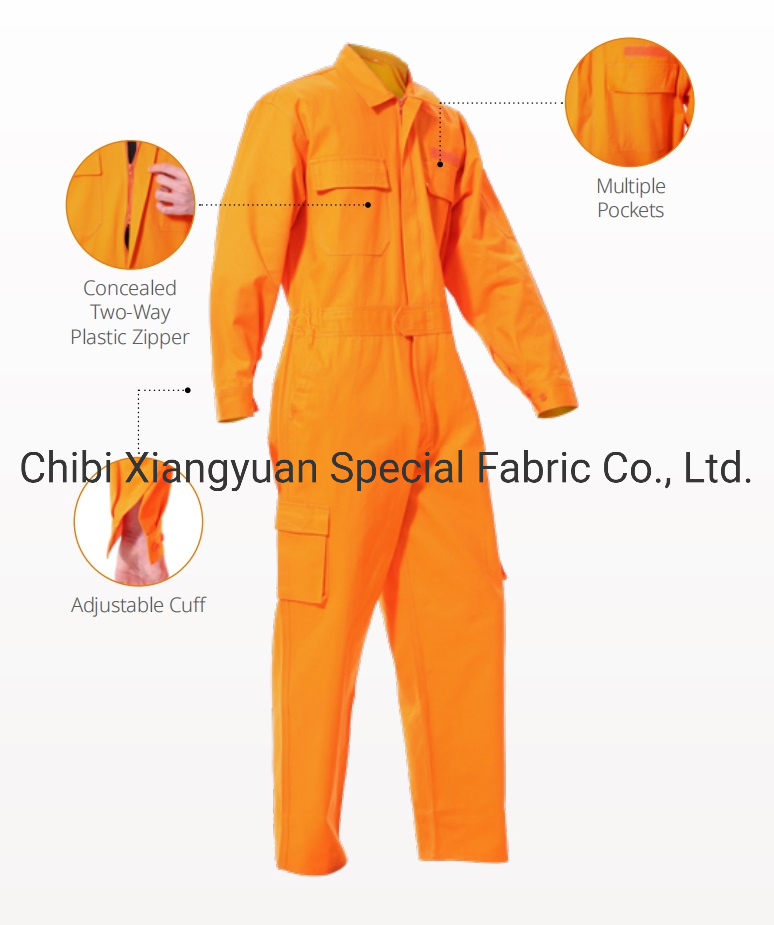 Traje de seguridad ignífugo de algodón, poliéster y nailon para la industria de ropa de trabajo, hospitales / seguridad