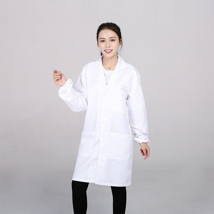 Abrigo de laboratorio blanco de manga larga de spandex personalizable para fábrica de alimentos, a prueba de polvo, ropa de trabajo de protección laboral