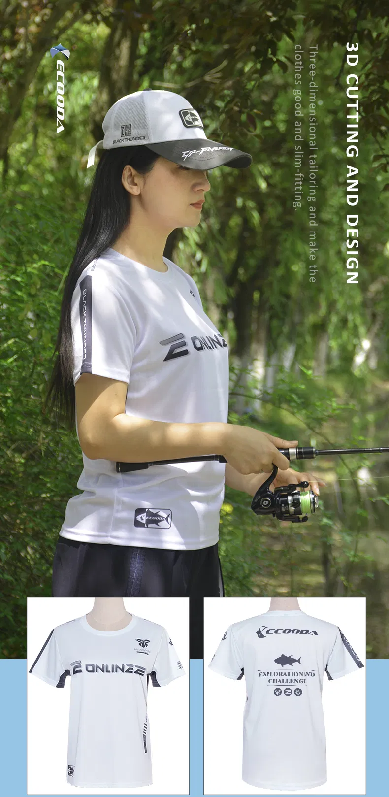 Ropa deportiva al aire libre Ecooda en línea, camiseta de secado rápido y protección solar