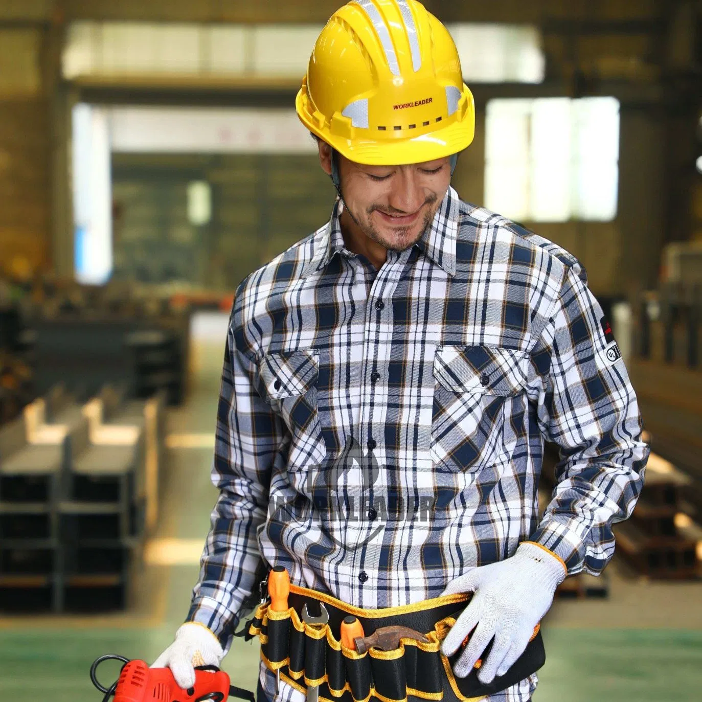 Ropa de trabajo a prueba de fuego y antiestática para arco eléctrico Nfpa2112 Camisa de cuadros para soldadura