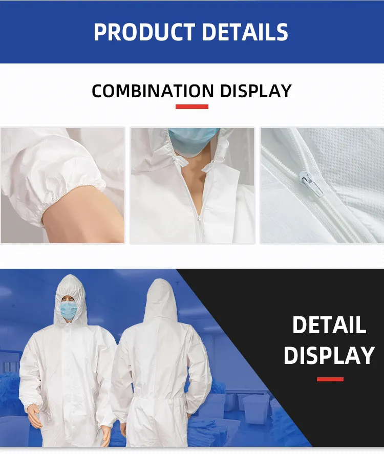Bata de laboratorio desechable de tela no tejida 60g ropa de trabajo mono vestido de aislamiento ropa protectora