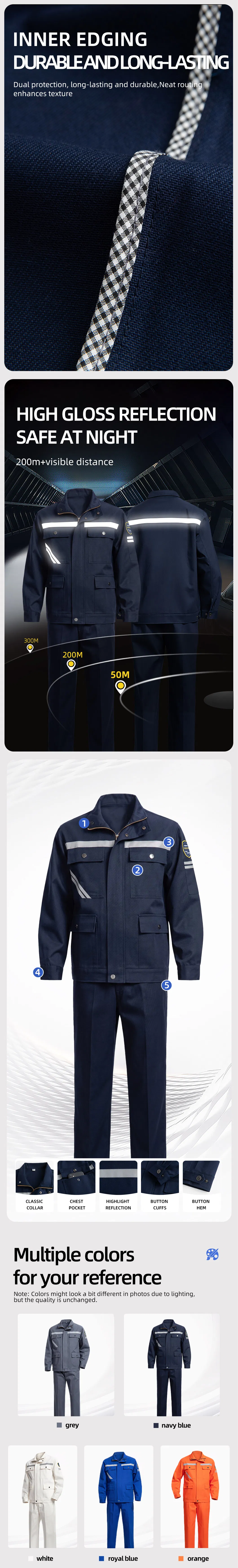 Ropa de trabajo protectora antiestática retardante de llama reflectante para electricistas, trajes resistentes al fuego