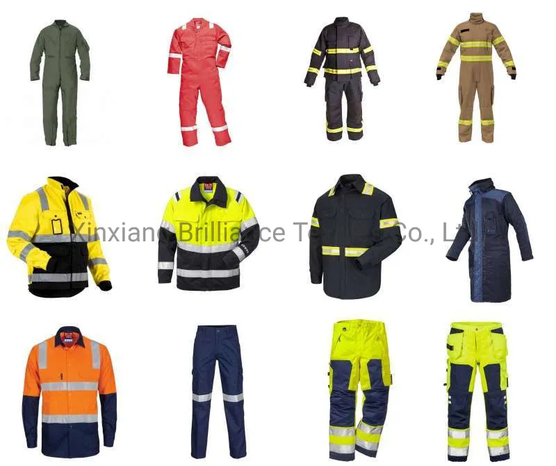 65%Cotton 34%Polyester 1%Antistatic Ropa de trabajo a prueba de fuego y calor con advertencia visible de peligro de arco eléctrico