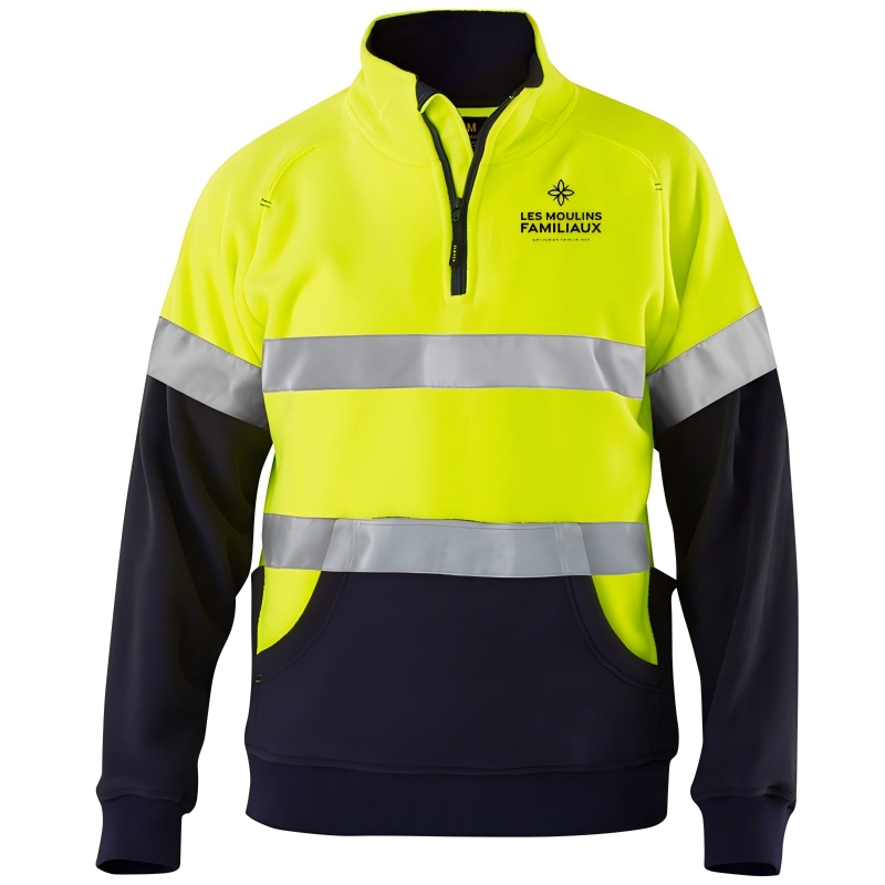 Camisa polo de manga larga con bloques de color reflectante para advertencia nocturna, construcción, ropa de trabajo protectora de saneamiento, se puede imprimir logo o bordado