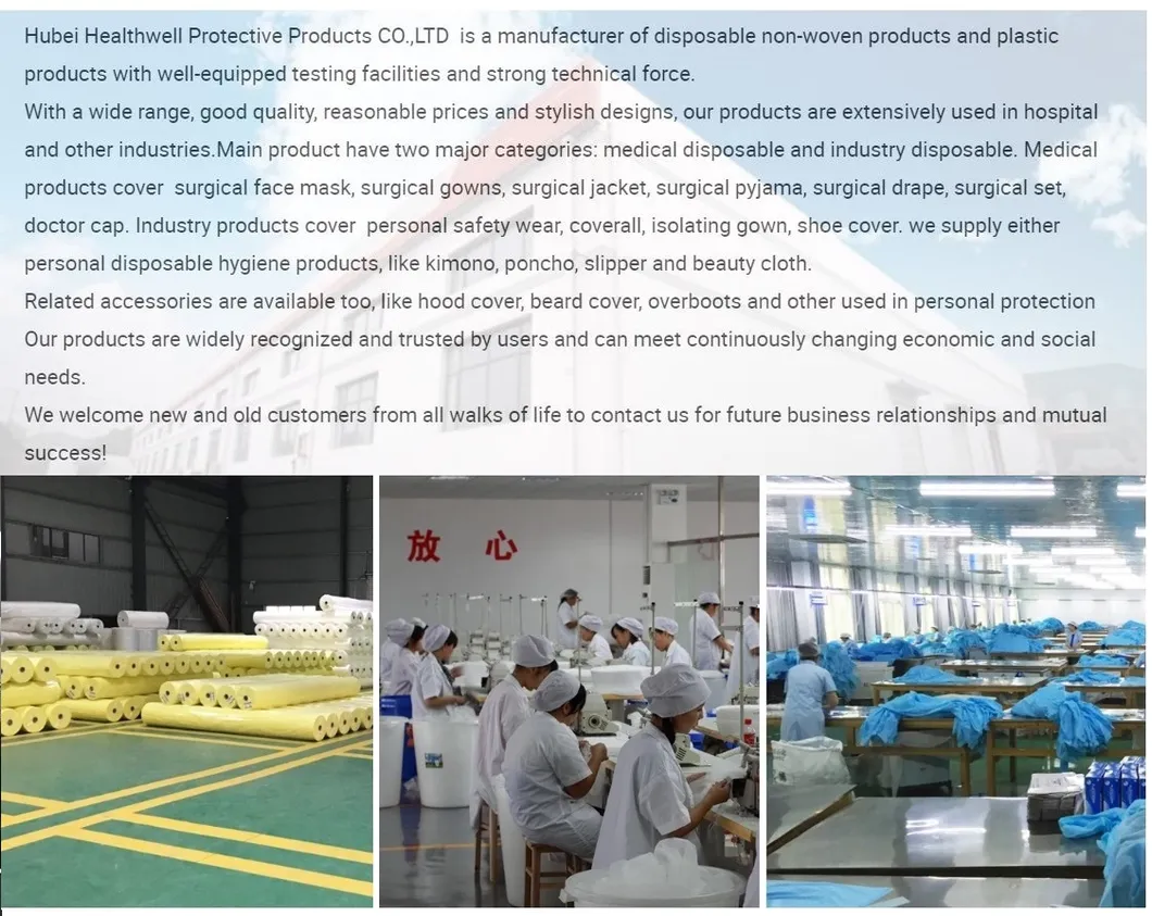 Ropa de trabajo protectora desechable de materiales SBPP PP+PE SMS no tejida