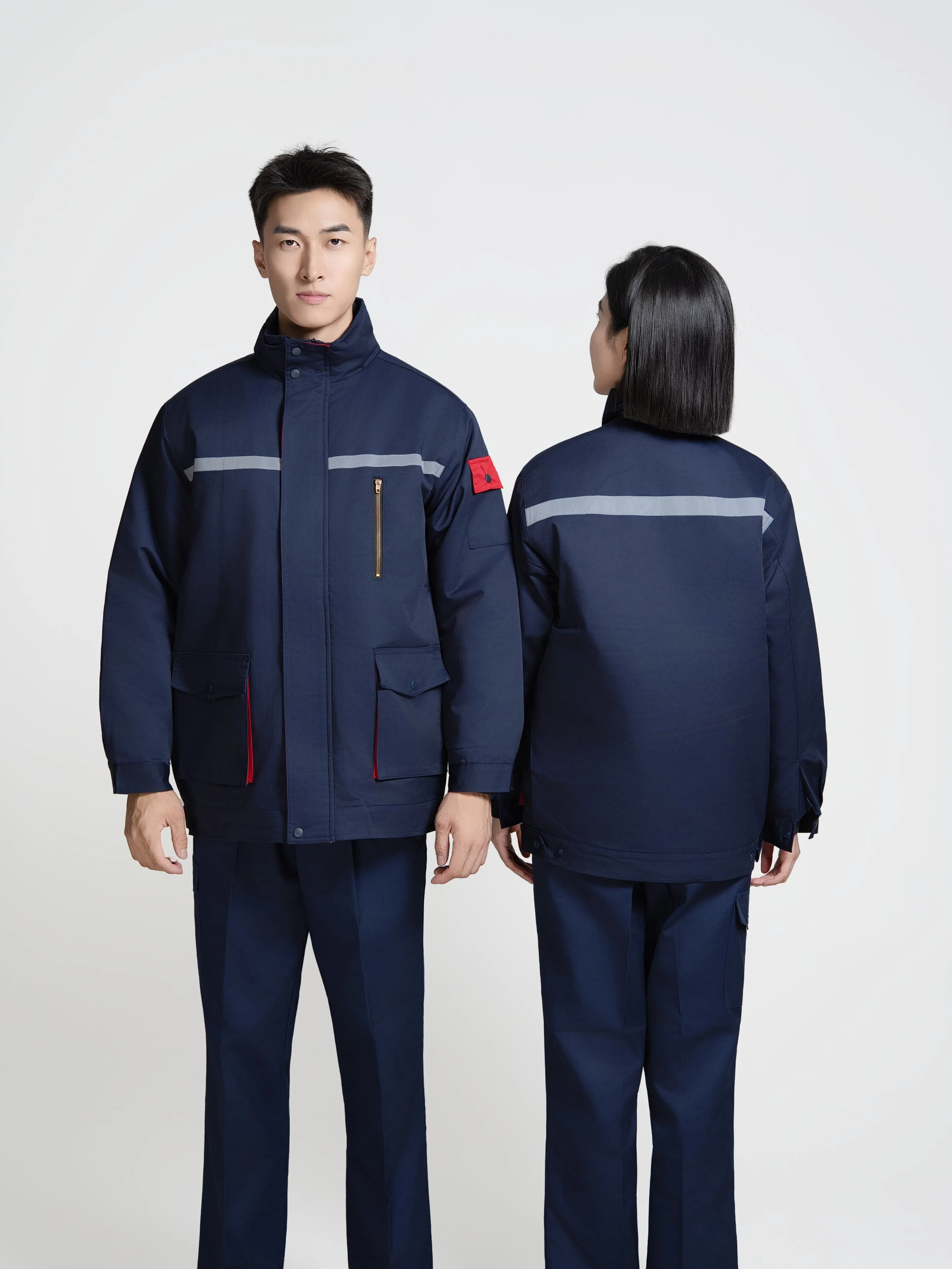 Chaqueta de trabajo protectora unisex para invierno con forro interior desmontable, ropa de seguridad para fábrica y taller