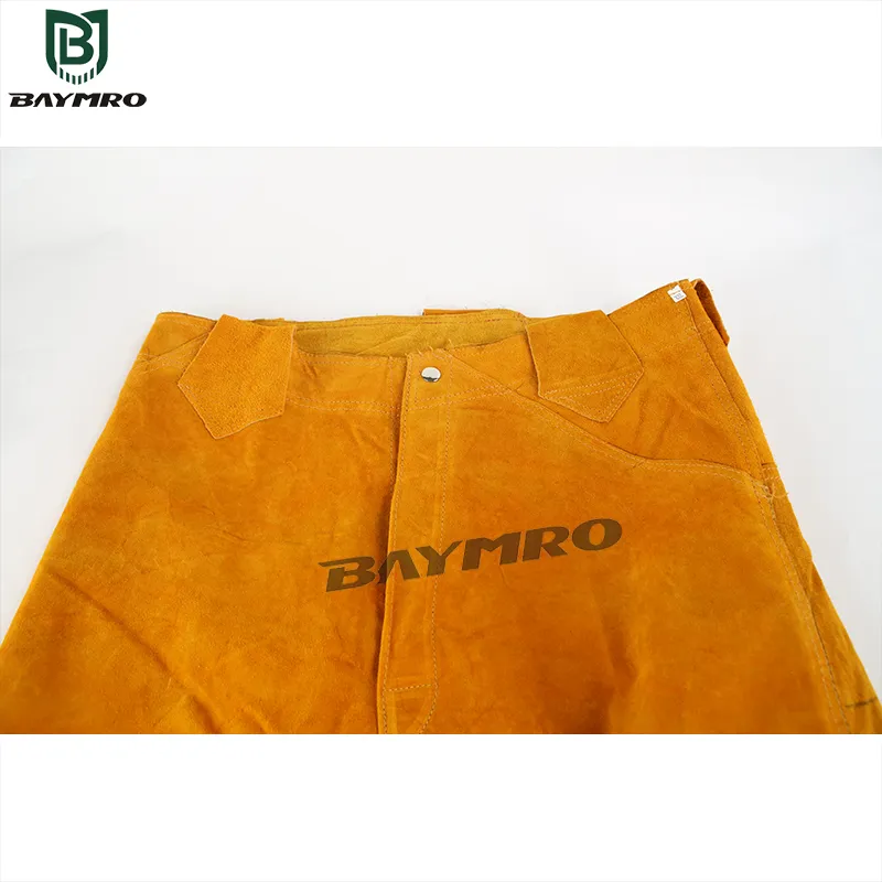 Ropa de trabajo protectora de cuero de vaca para soldadura, reversible, cubierta de botas, retardante de llama En11611