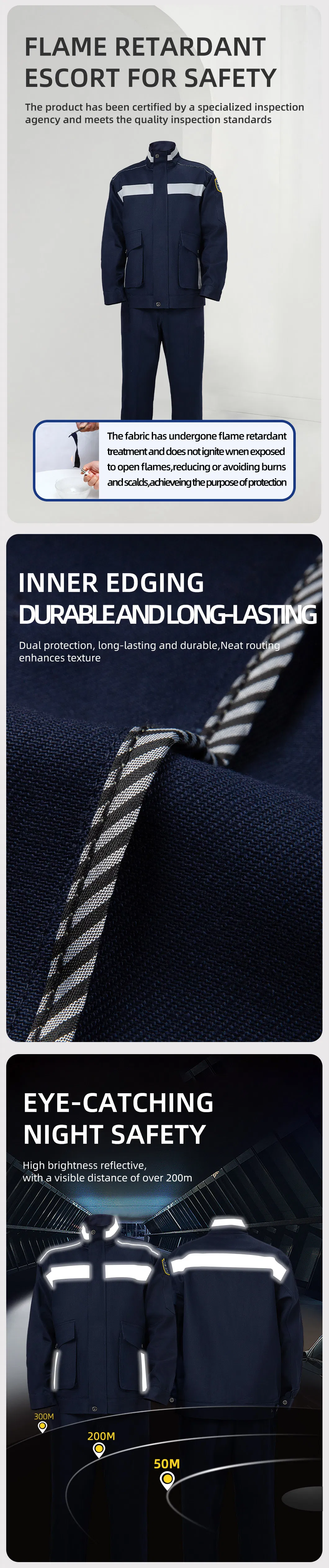 Ropa de trabajo duradera y retardante de llama, vestimenta de seguridad protectora para soldadura, minería, ropa a prueba de fuego, uniformes