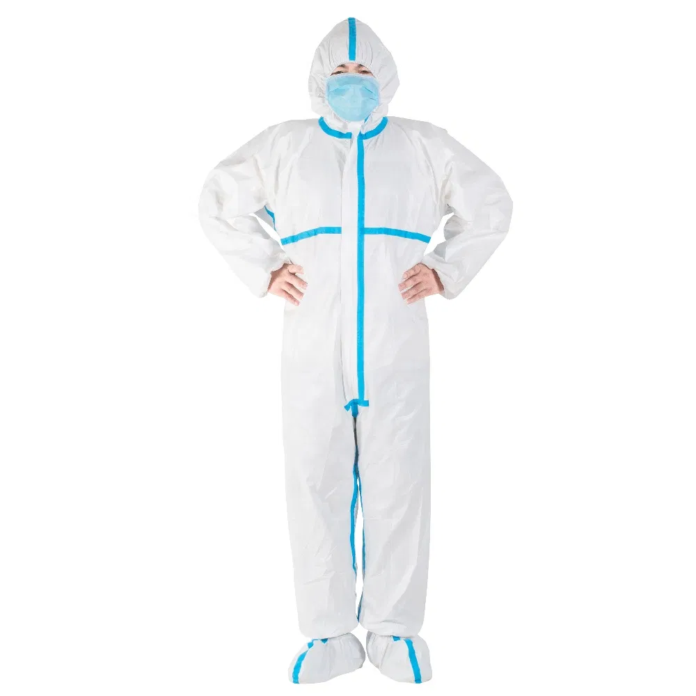 Ropa protectora blanca de hospital / Bata de aislamiento médica desechable