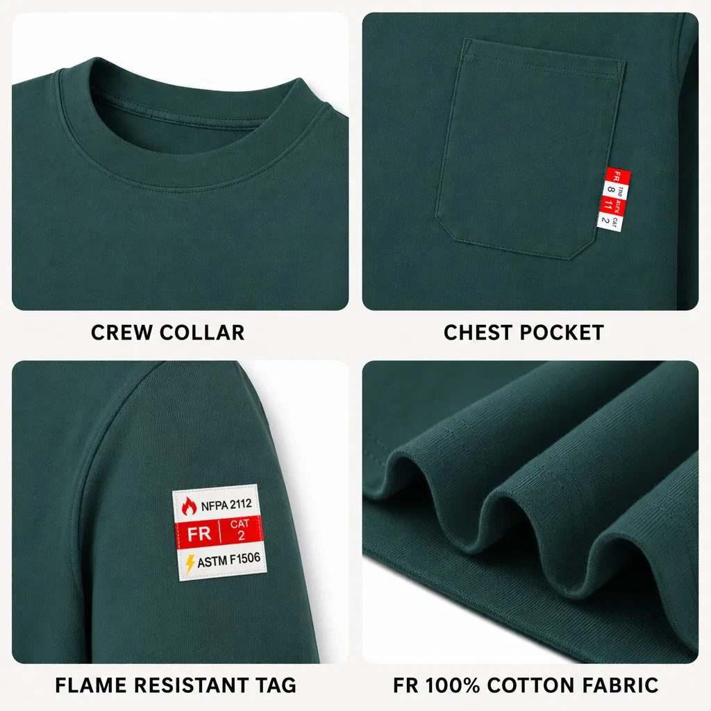 Sudadera de cuello redondo resistente a las llamas Nfpa 2112 ropa antistática para trabajadores de arco eléctrico